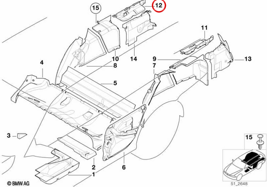 Isolazione acustica Grid di ventilazione destra 51488191732 per BMW E39. BMW originale.