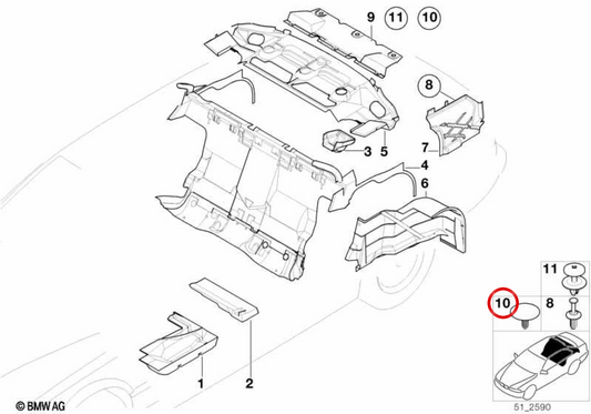 OEM EVELODING PLIN 51488196480 per BMW E38. BMW originale.