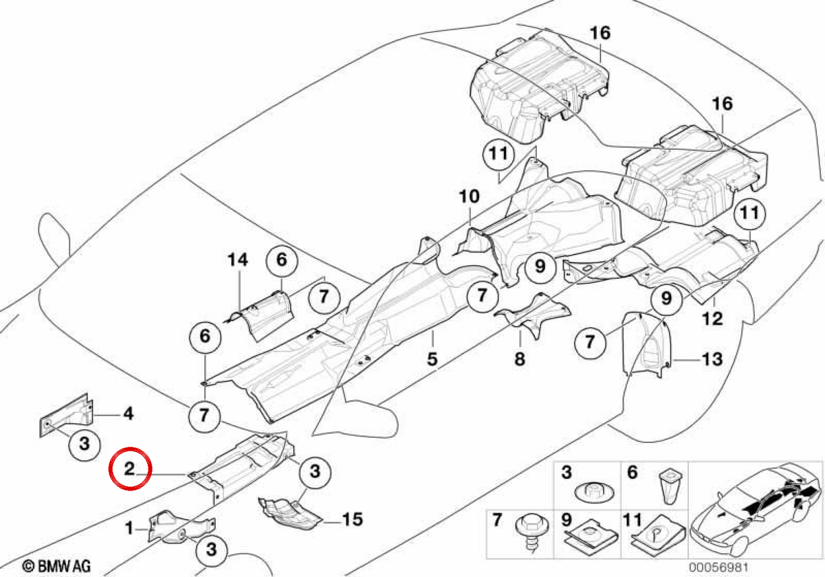 Linke Wärmeisolierung OEM 51488206357 für BMW E39, E38. Original BMW.