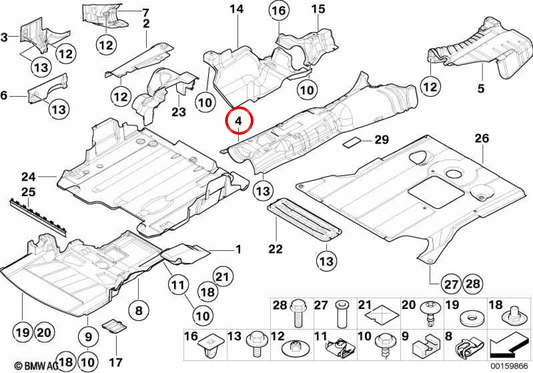 Isolador térmico para túnel central OEM 51488253953 para BMW E46. BMW genuíno.