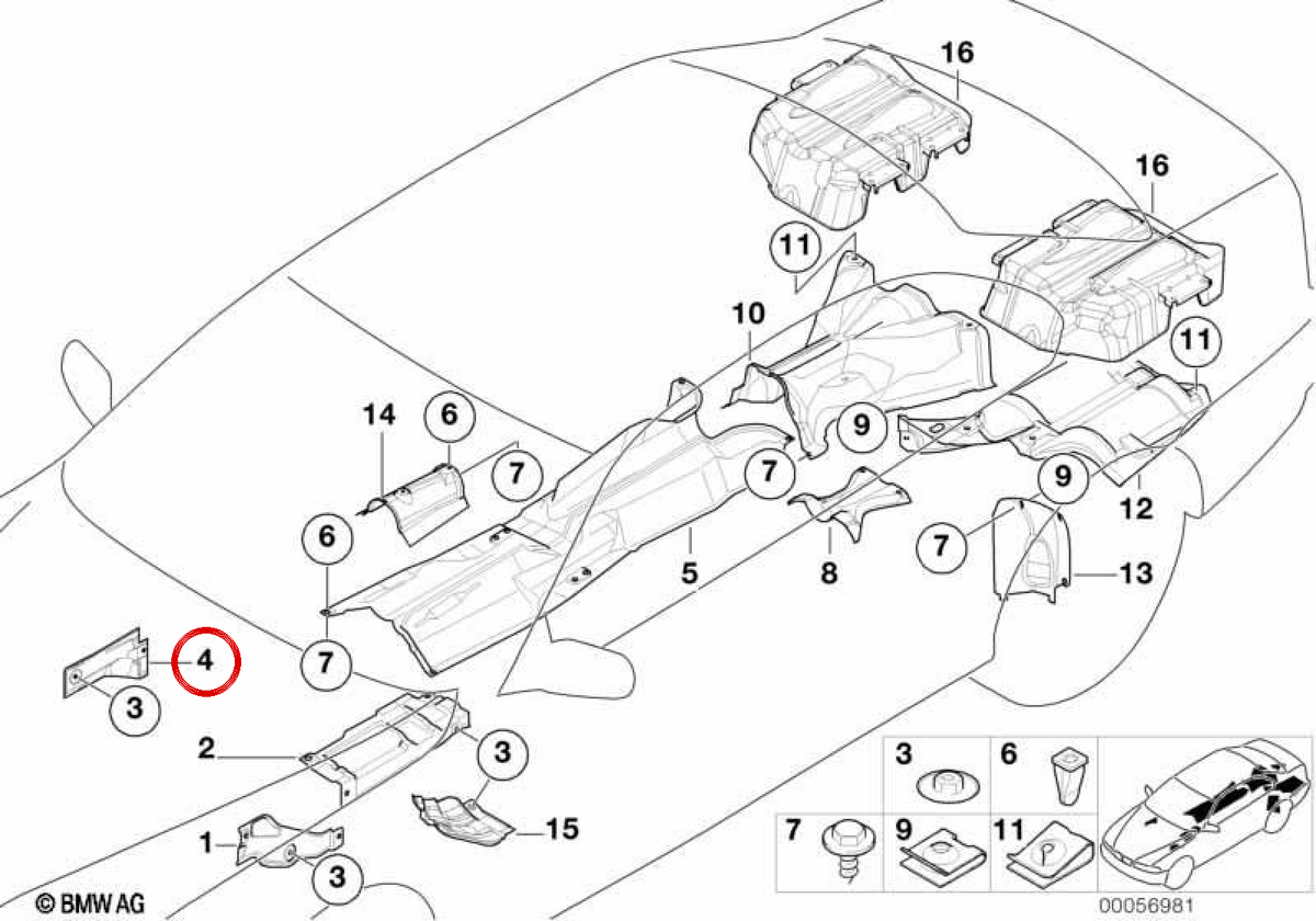 Thermal protector Right motor support OEM 51488254297 for BMW E39. Original BMW.