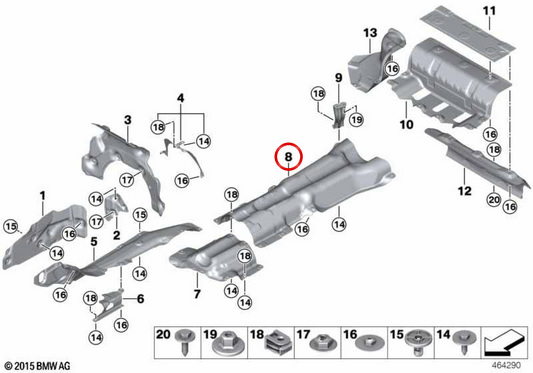 Isolamento térmico do tanque OEM 51488499856 para BMW G12. BMW genuíno.