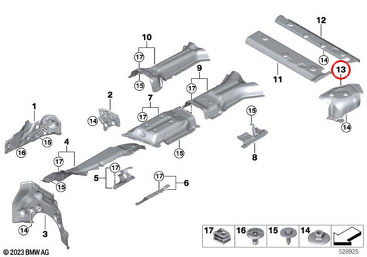 Isolation thermique du silencieux arrière gauche OEM 51488736987 pour BMW G05. BMW d'origine.