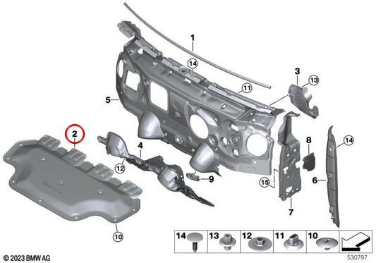 Akustische Isolierung des HOB OEM 51489462142 für BMW U10, U11, U12. Original BMW.