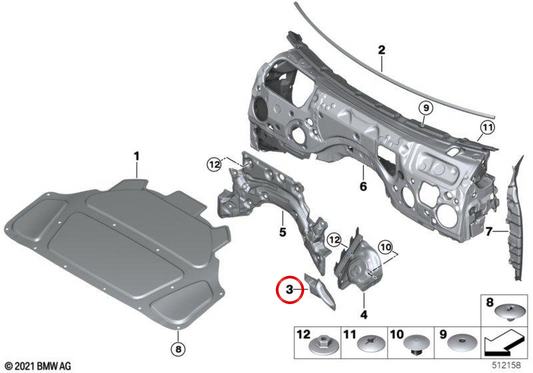 OEM 51489484177 Giunto di tenuta laterale sinistra per BMW G42. BMW originale.