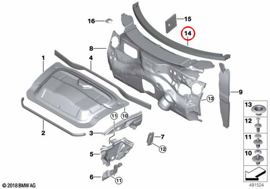 Isolamento acústico do pára-brisa da cabine OEM 51489807932 para MINI Countryman R60, Paceman R61. MINI originais.