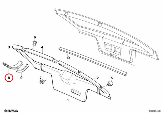 Copertura a sinistra OEME 51491947933 per BMW E30. BMW originale.