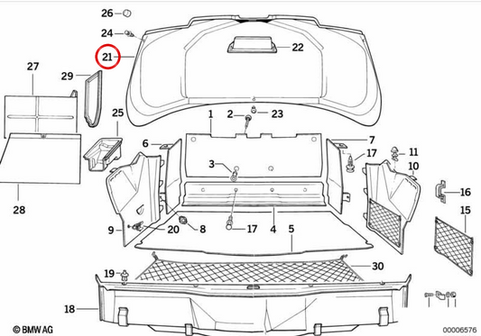 Revêtement intérieur de la porte arrière OEM 51491970161 pour BMW E31. BMW d'origine.