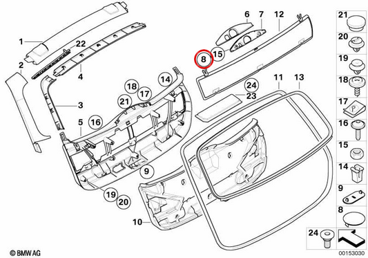 Couverture noire OEM 51497164878 pour la série BMW 3 E91 (Modèles 316D, 318d). Pièce de rechange du coffre. BMW d'origine.