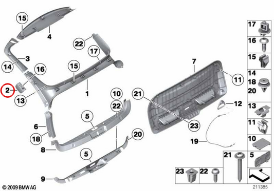 OEM 51497220249 Scheda di tenuta sinistra per BMW F07. BMW originale.
