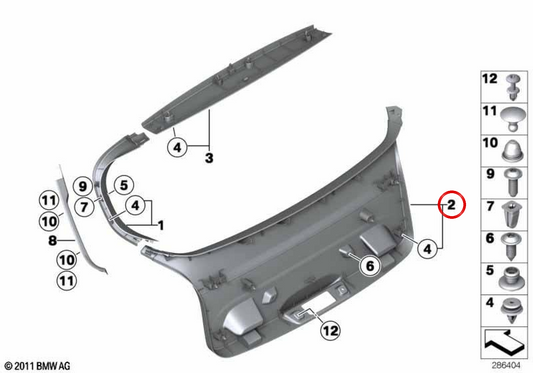 Untere Beschichtung des OEM -Hintertors 51497239905 für BMW F20, F21. Original BMW.