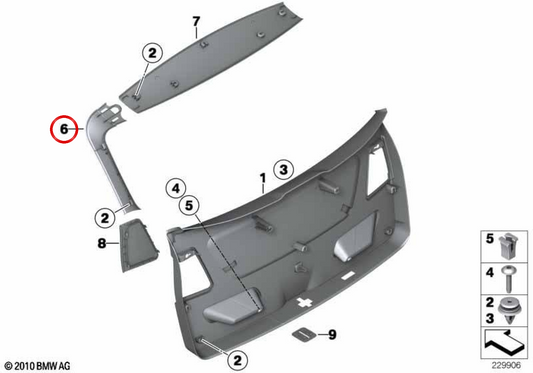 Rechte Innenauskleidung der Rumpf (schwarze Farbe) OEM 51497246420 für BMW x3 F25. Original BMW Stück.