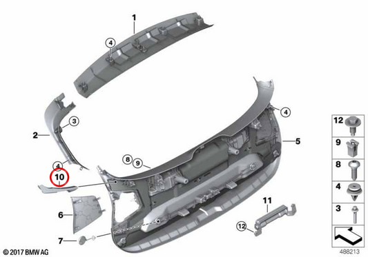 Rechte Bürstenabscheider OEM 51497440410 für BMW F39. Original BMW.