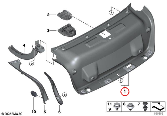 Heck -Gate -Beschichtung für BMW G22, G82, G22N, G82N (OEM 51497487629). Original BMW