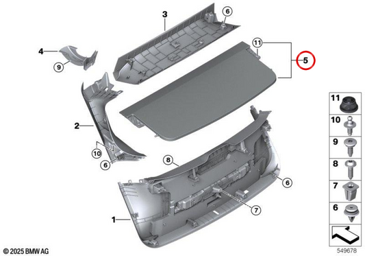 Bandeja trasera maletero OEM 51497954140 para BMW iX (I20). Original BMW.