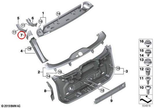 OM 51498738243 CONNI DI TRUNK SINISTRA PER BMW G21. BMW originale.