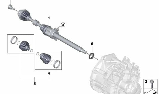 Árbol de salida derecho OEM 31605A2DFB8 para MINI F56, F55, Cabrio F57... y más. Original MINI.