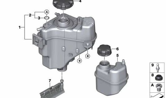 Expansionstankunterstützung für BMW 1 F20N -Serie, F21N, Serie 2 F22, F23, 3 F30N -Serie, F31N, F34N, F35N, 4 F32 -Serie, F33, F36 (OEM 17138634324). Original BMW