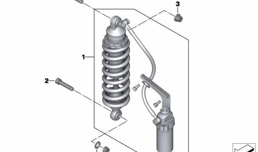 Muelle-amortiguador trasero OEM 33538534544 para motos BMW G 650 X (K15). Original BMW Motorrad.