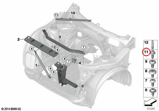 Barra de refuerzo derecha OEM 51617210320 para BMW F25, F26. Original BMW.