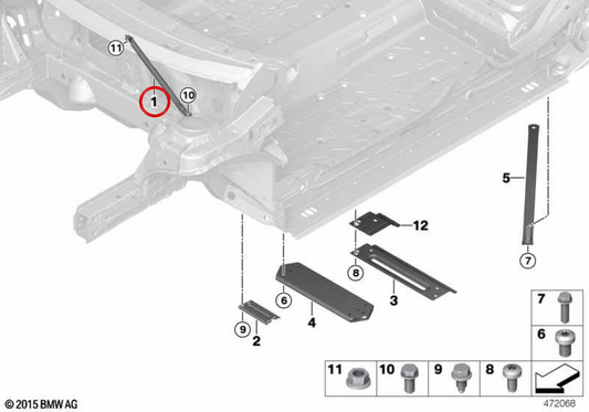 Barra di rinforzo sinistra OEM 51617327753 per MINI Clubman F54, Countryman F60, BMW Serie 1 F40, Serie 2 F44... e altro ancora. BMW e MINI originali.