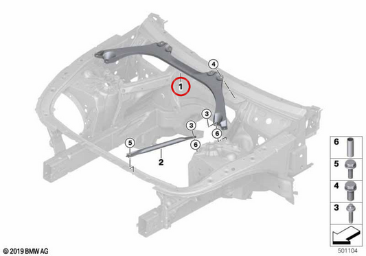 Barra de refuerzo torreta OEM 51617390311 para BMW G32. Original BMW.