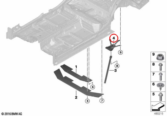 OEM 51617401270 Supporto per gatti di sollevamento per BMW G30, G31, G38. BMW originale.