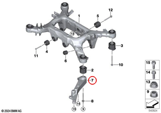 Rechte Verstärkungsblechverbindung OEM 51617884524 für BMW M5 G90, G99. Original BMW.