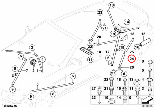 OEM 51618046780 Barra di rinforzo frontale per BMW E63, E64. BMW originale.