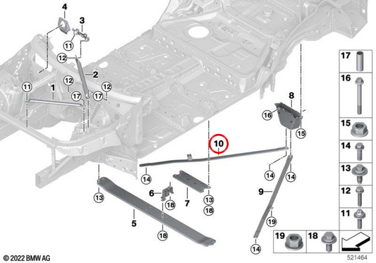 Barra a torsione posteriore destra OEM 51618737000 per BMW G05, G18, G06, G07. BMW originale.