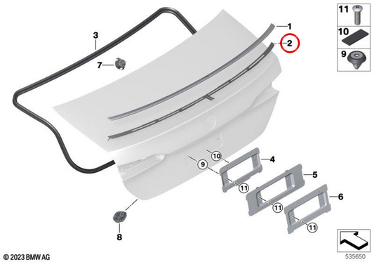 OEM 51625A3CB39 Heckflügelklebeband für BMW G60. Original BMW.