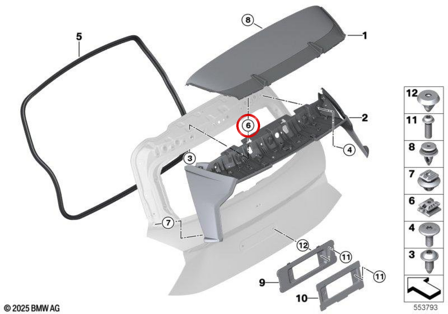 Tuerca de plástico OEM 51625A746F0 para MINI Cooper E, Cooper SE, JCW E, Aceman E... y más. Original MINI.