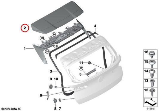 Heckspoiler für Kofferraumdeckel grundiert OEM 51625A7B129 für BMW X3 G45, X3L G48. Original BMW.