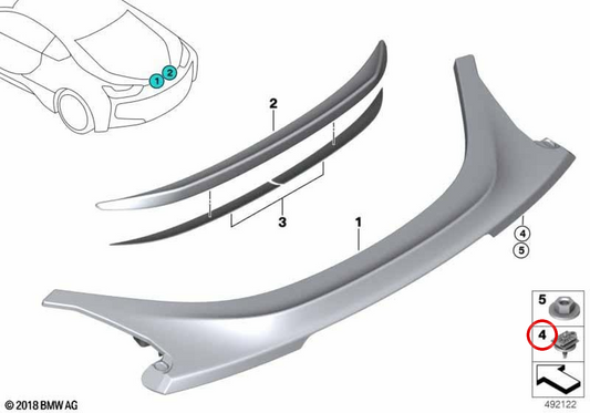 Piston of Spring of Doors OEM 51627209706 pour BMW i8 (I12, I15). BMW d'origine.