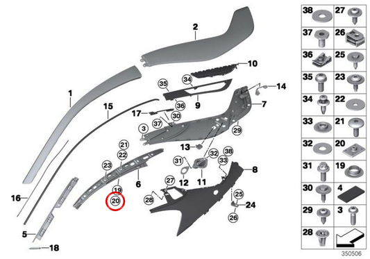 Guida a scorrimento OEM 51627355185 per BMW I8 (I12). BMW originale.