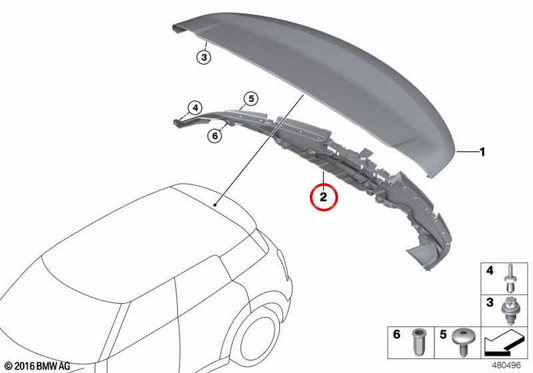 Spoiler inférieur de hayon JCW OEM 51627405984 pour MINI Countryman F60, F60 LCI… et plus. Original MINI.