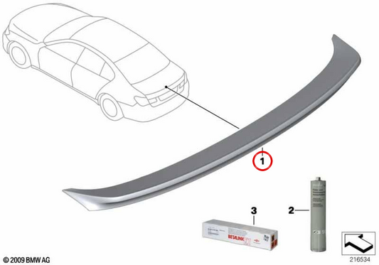 Spoiler traseiro preparado OEM 51627988552 para BMW F06. BMW genuíno.