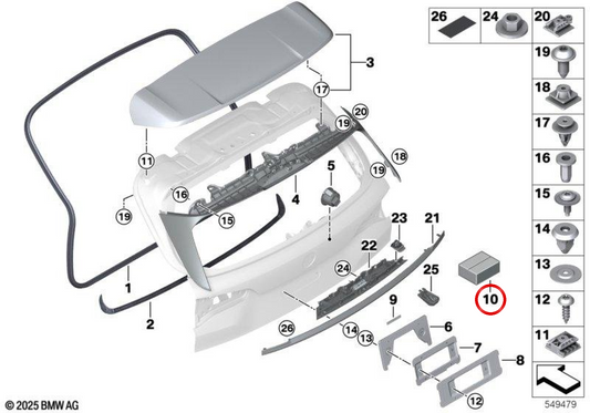 Strisce di sigillanti OEM impostate 51629447776 per BMW G05, F95, G07. BMW originale.