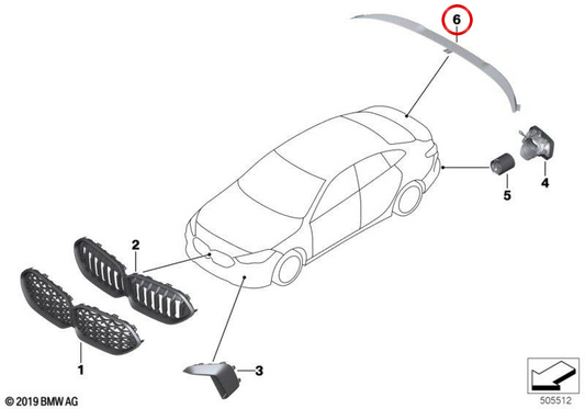 Spoiler traseiro preparado OEM 51629448940 para BMW F44. BMW genuíno.