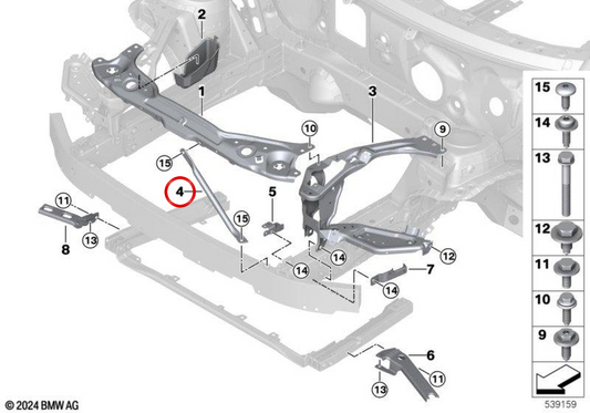 Tirante a V sinistro OEM 51645A2F9E5 per MINI F55, F56, F65, F66, F67. MINI originale.