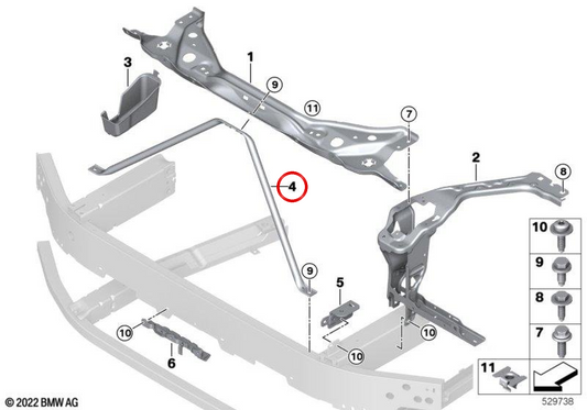 Reforço da carroceria OEM 51645A3C074 para BMW U11, U12, U10. BMW genuíno.