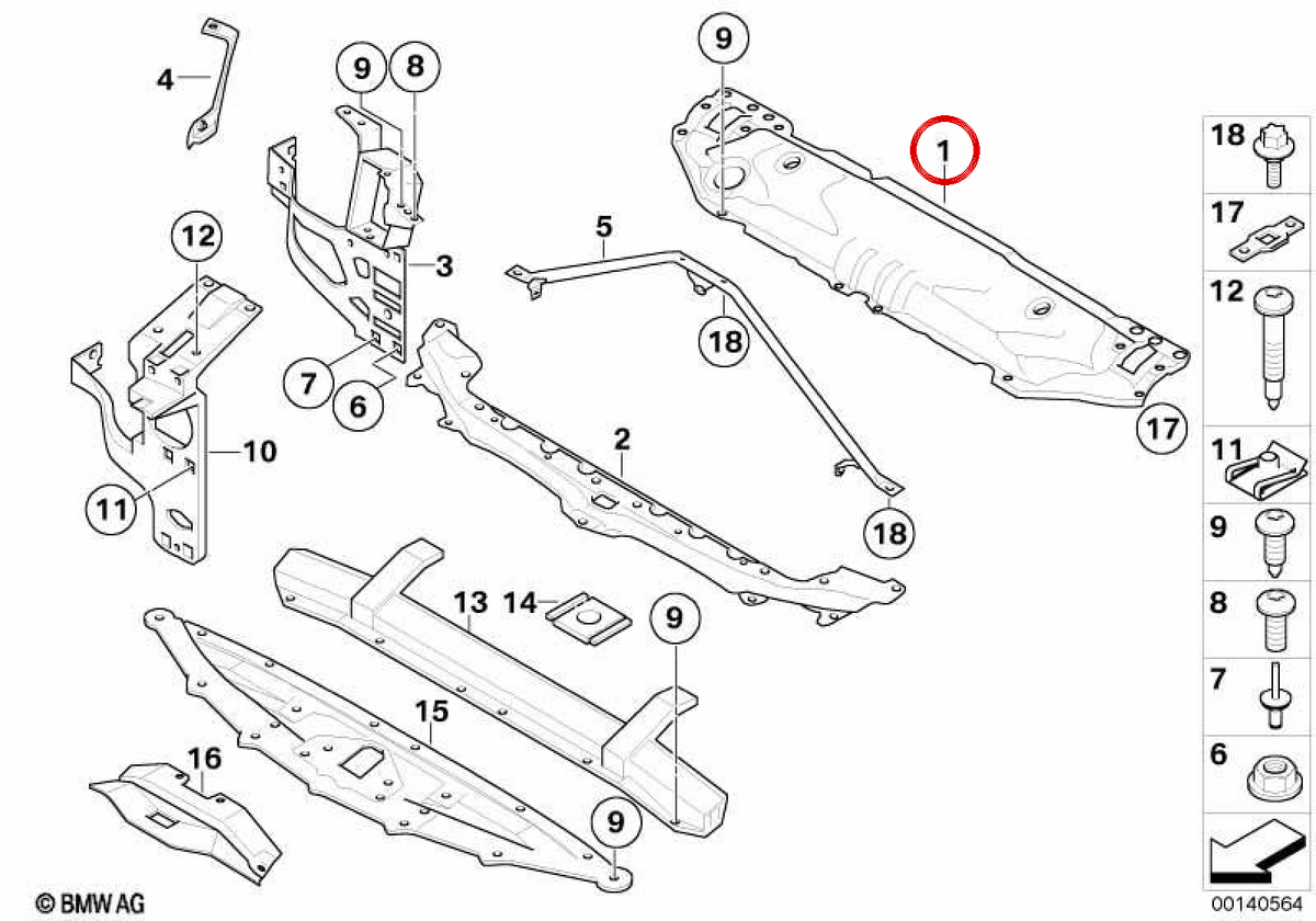 Supporto dell'Unione/Side Front OEM 51647033741 per BMW E60, E61. BMW originale.