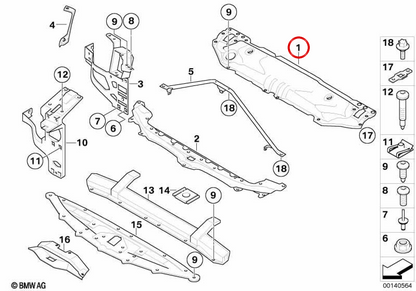 Supporto dell'Unione/Side Front OEM 51647033741 per BMW E60, E61. BMW originale.
