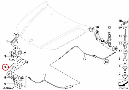 Supporto blocco di rinforzo OEM 51647123405 per BMW E81, E82, E87, E88. BMW originale.
