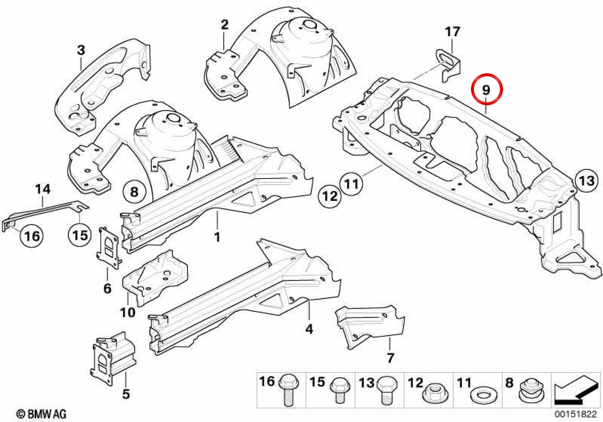 Pannello frontale OEM 51647177131 per BMW E85, E86. BMW originale.