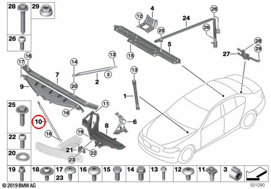 Support de gauche à gauche 51647187097 pour BMW F01, F02. BMW d'origine.