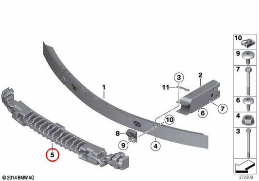 OEM 51647210496 Agcurateur de pare-chocs avant pour BMW F25. BMW d'origine.