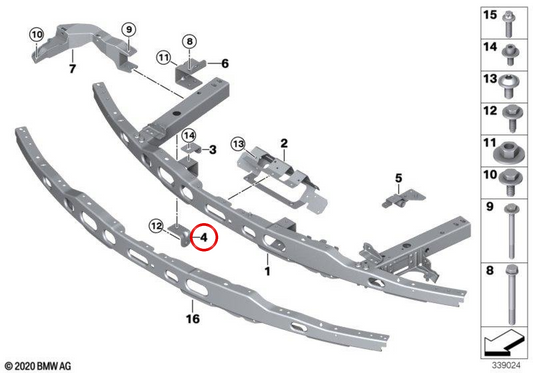 Suporte de parede frontal OEM 51647296807 para BMW i3 (I01). BMW genuíno.