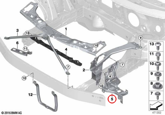 Rechte Faro Armstütze 51647302532 für BMW F45, F46. Original BMW.