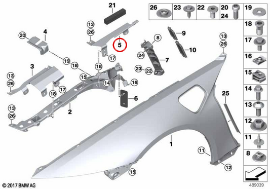OEM 51647336273 Élément de déformation arrière gauche pour BMW I12, I15. BMW d'origine.